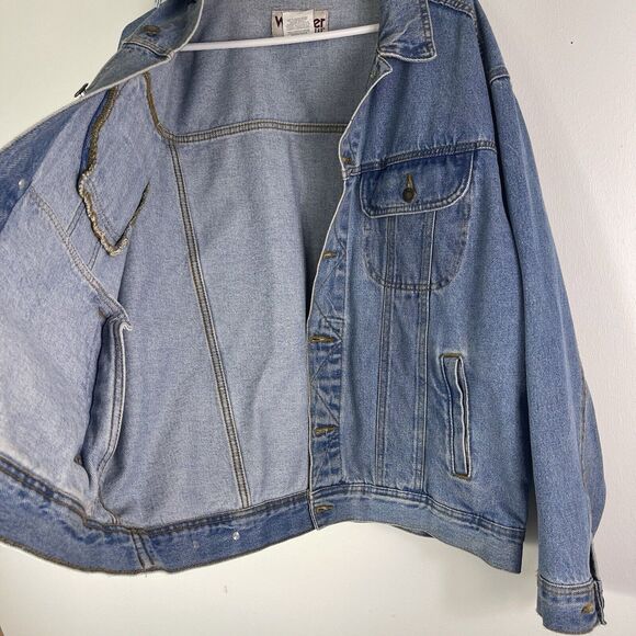 Vintage Wrangler Rugged Wear Jean Jacket XL Mens Denim Trucker Cowboy Western - Picture 2 of 12